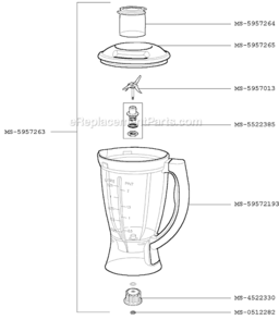 Page B Diagram and Parts List for F2507051M(0)  Krups Blender
