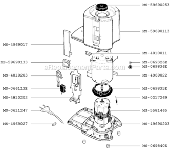 Page B Diagram and Parts List for F2677051(P)  Krups Juicer