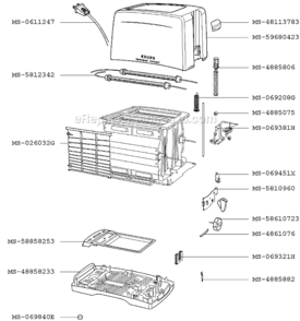 Part Location Diagram of MS-58858253 Krups Drawer