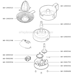 Page A Diagram and Parts List for F2927051(B)  Krups Juicer