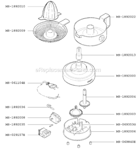 Page A Diagram and Parts List for F2927051H(A)  Krups Juicer
