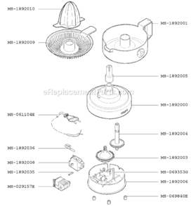 Page A Diagram and Parts List for F2937051(A)  Krups Juicer