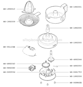 Page A Diagram and Parts List for F2937051(B)  Krups Juicer