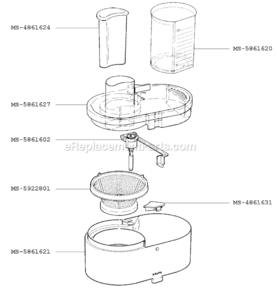 Page B Diagram and Parts List for F2947051(B)  Krups Juicer