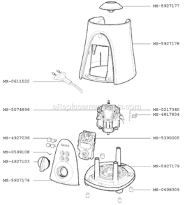 Page A Diagram and Parts List for F34413(0)  Krups Blender