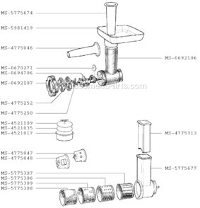 Page B Diagram and Parts List for F4027051(0)  Krups Meat Grinder
