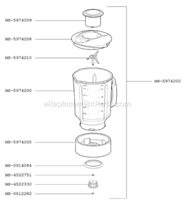 Page B Diagram and Parts List for F5727051F(0)  Krups Blender