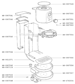 Page B Diagram and Parts List for F8824351D(0)  Krups Coffee Maker