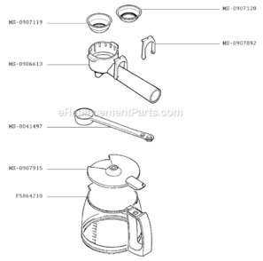 Page E Diagram and Parts List for F8884351  Krups Coffee Maker