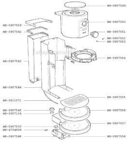 Page B Diagram and Parts List for F9894351F(0)  Krups Coffee Maker