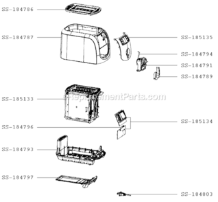 Page A Diagram and Parts List for FEP312  Krups Toaster