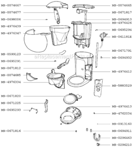 Page B Diagram and Parts List for FMC2LL(0)  Krups Coffee Maker