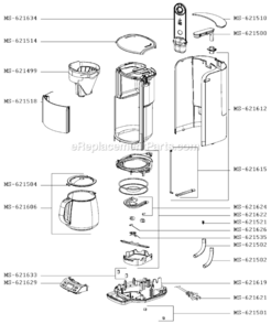 Part Location Diagram of MS-621504 Krups Cover-coffee Pot-black