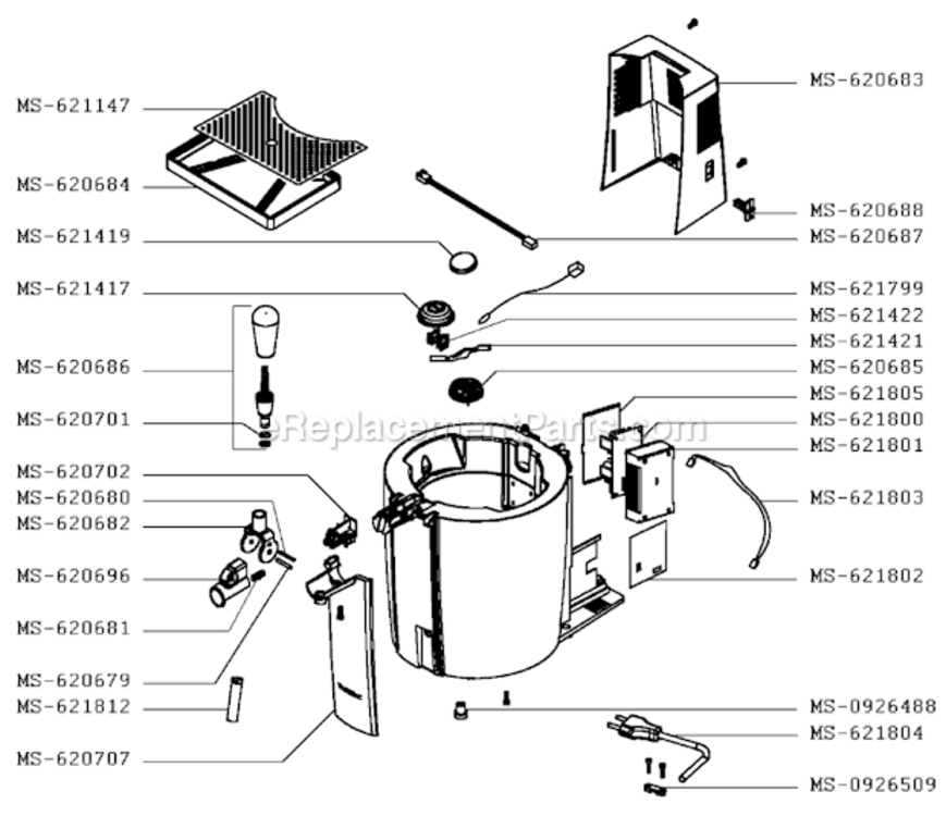 Page A Diagram and Parts List for VB5020US/3W0  Krups Beer Dispenser