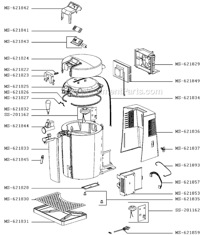Page A Diagram and Parts List for VB5020US/7ZA  Krups Beer Dispenser