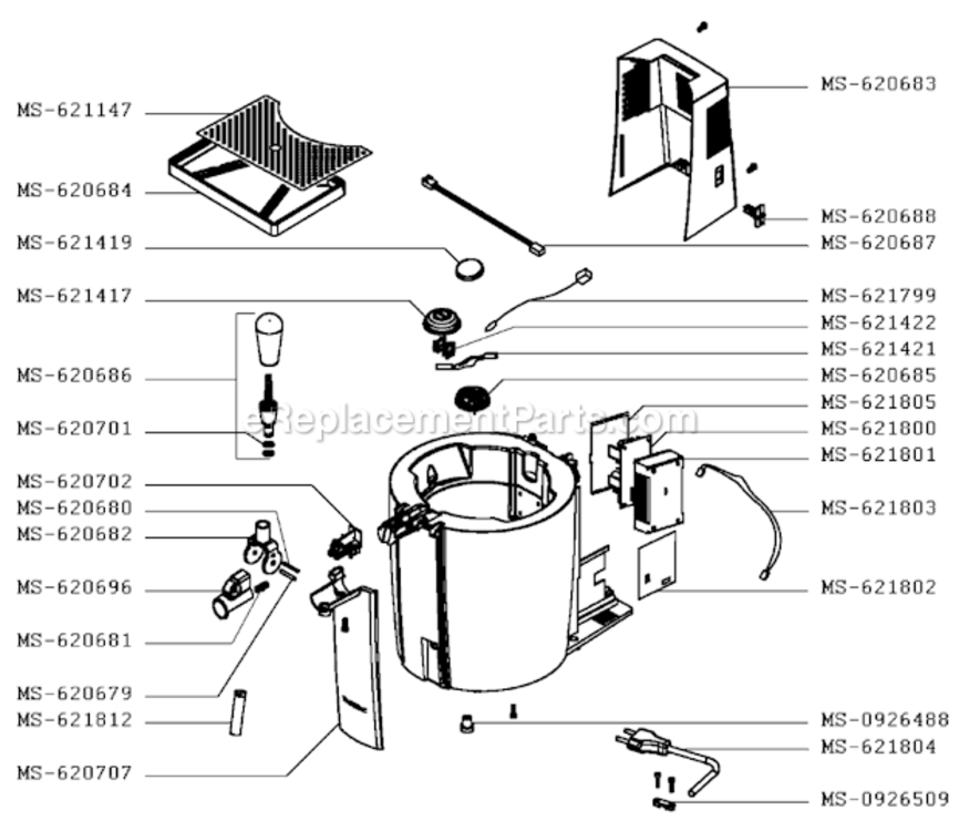 Page A Diagram and Parts List for VB5120US/3W0  Krups Beer Dispenser