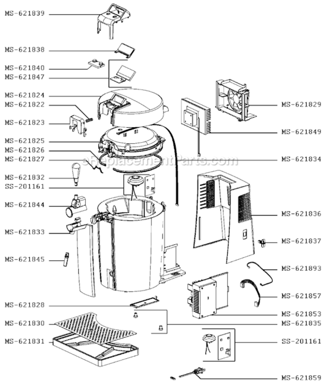 Page A Diagram and Parts List for VB5120US/7ZA  Krups Beer Dispenser
