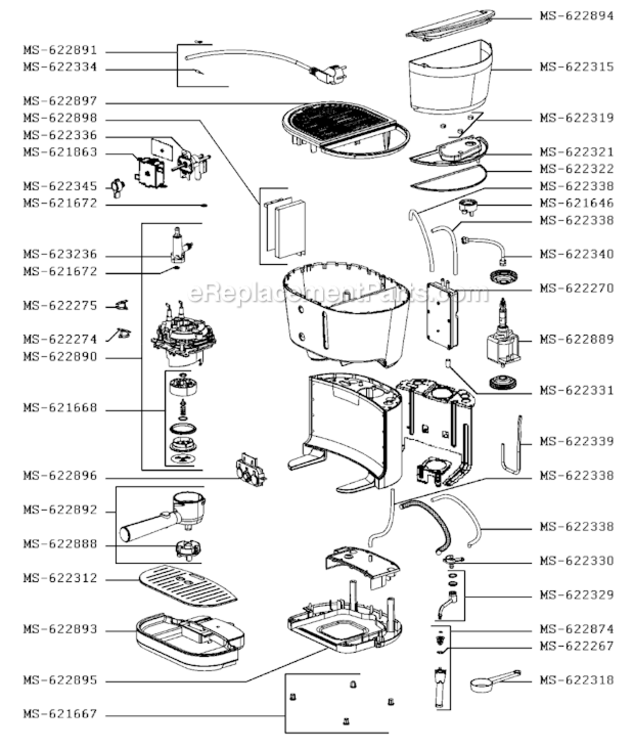 Page A Diagram and Parts List for XP420050/1P0  Krups Coffee Maker