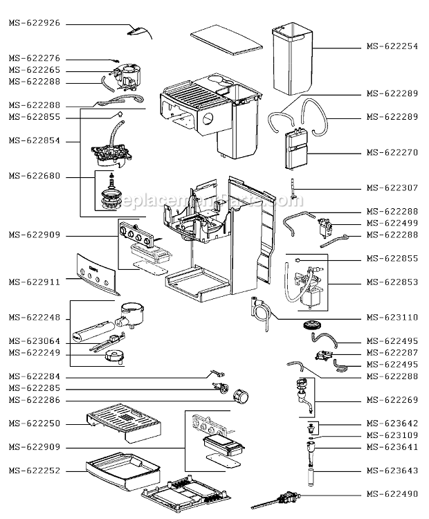 Page B Diagram and Parts List for XP528050/1P3  Krups Coffee Maker