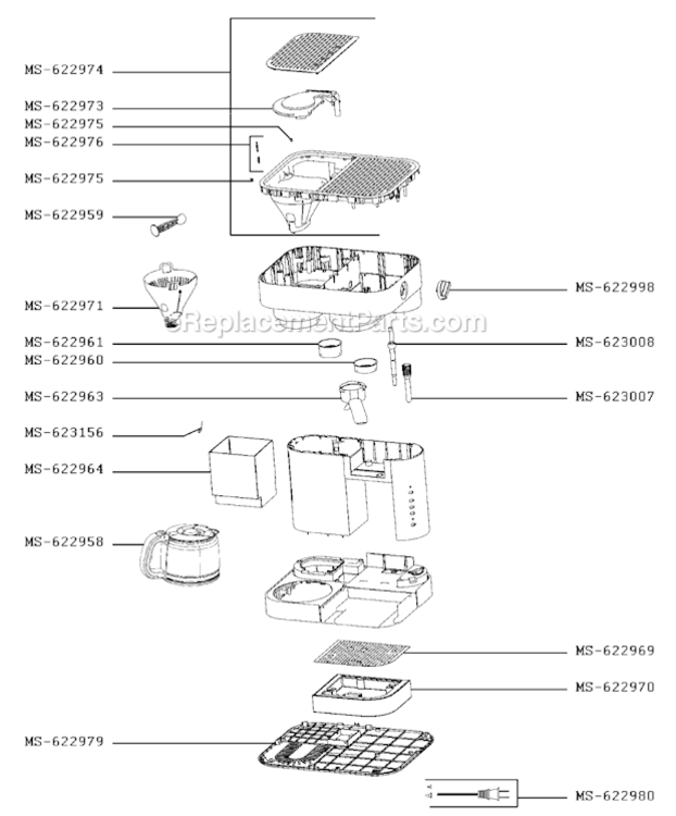 Page B Diagram and Parts List for XP604050  Krups Coffee Maker