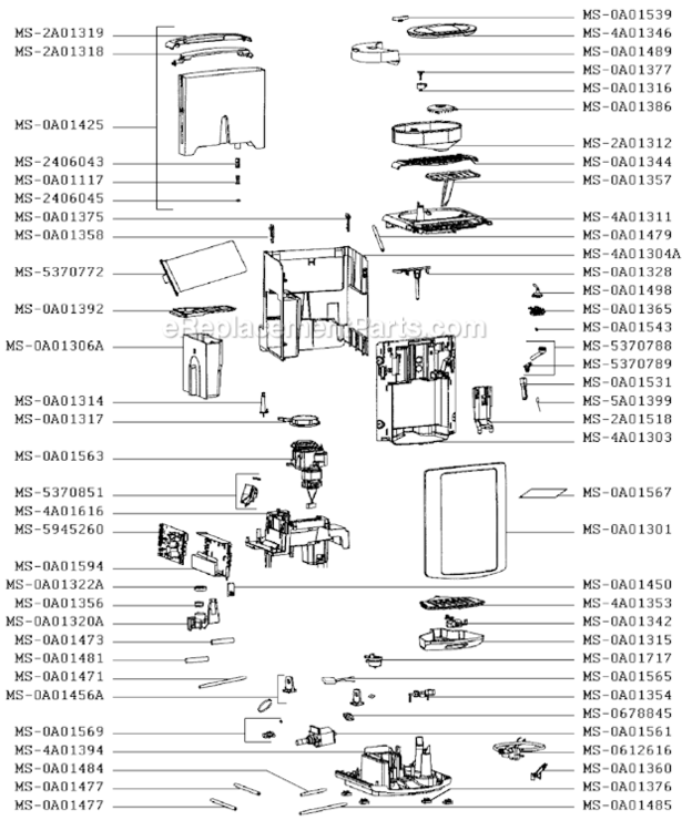 Page C Diagram and Parts List for XP7225J4/70F  Krups Coffee Maker