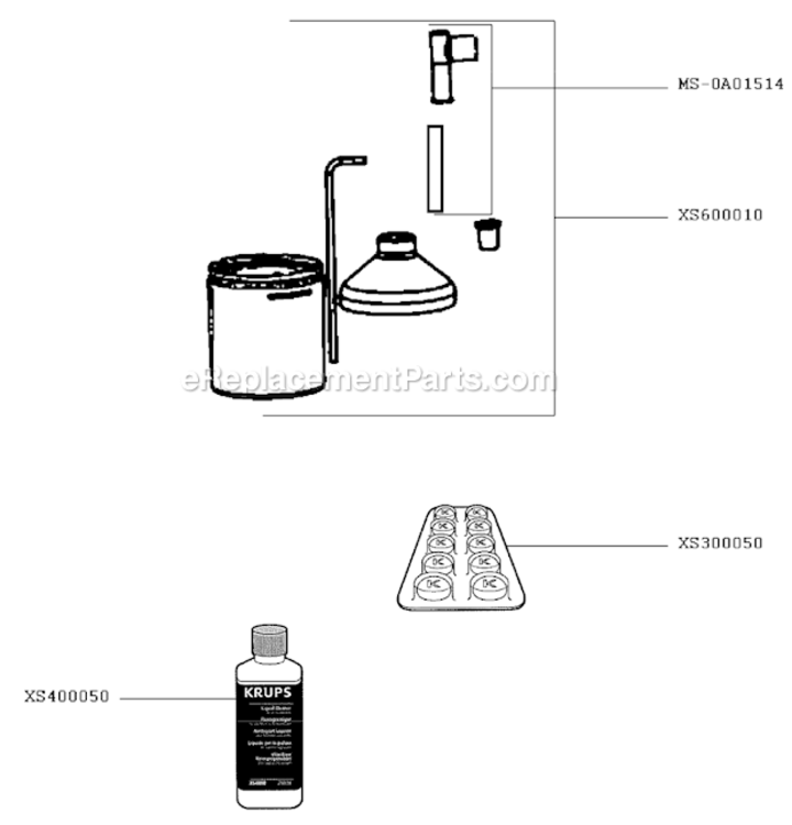 Page A Diagram and Parts List for XP7260  Krups Coffee Maker