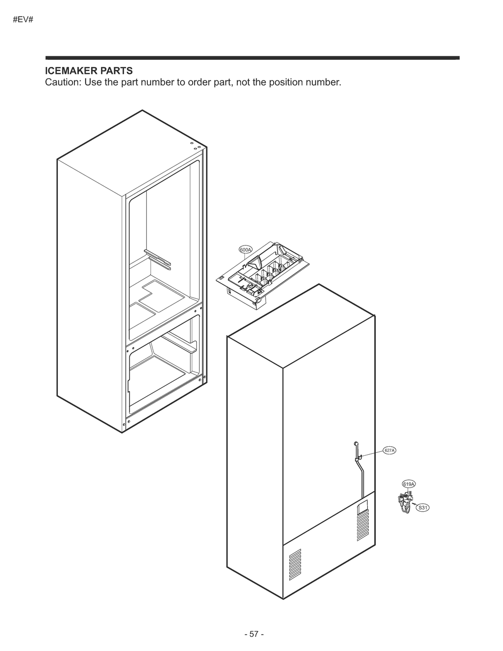 Ice Maker Parts Diagram and Parts List for GM-B268NQNP ASWCSE0 LG Refrigerator