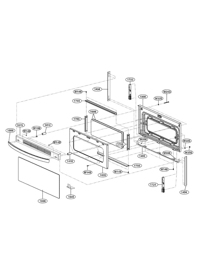 Upper Door Parts Diagram and Parts List for LDE3017SB 00 LG Range