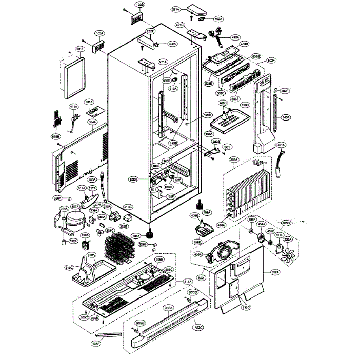 Case Diagram and Parts List for LFC20740ST 00 LG Refrigerator