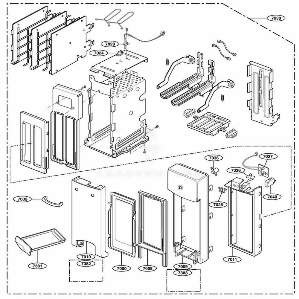 Toaster Parts Diagram and Parts List for 66293 CSSESEA LG Range
