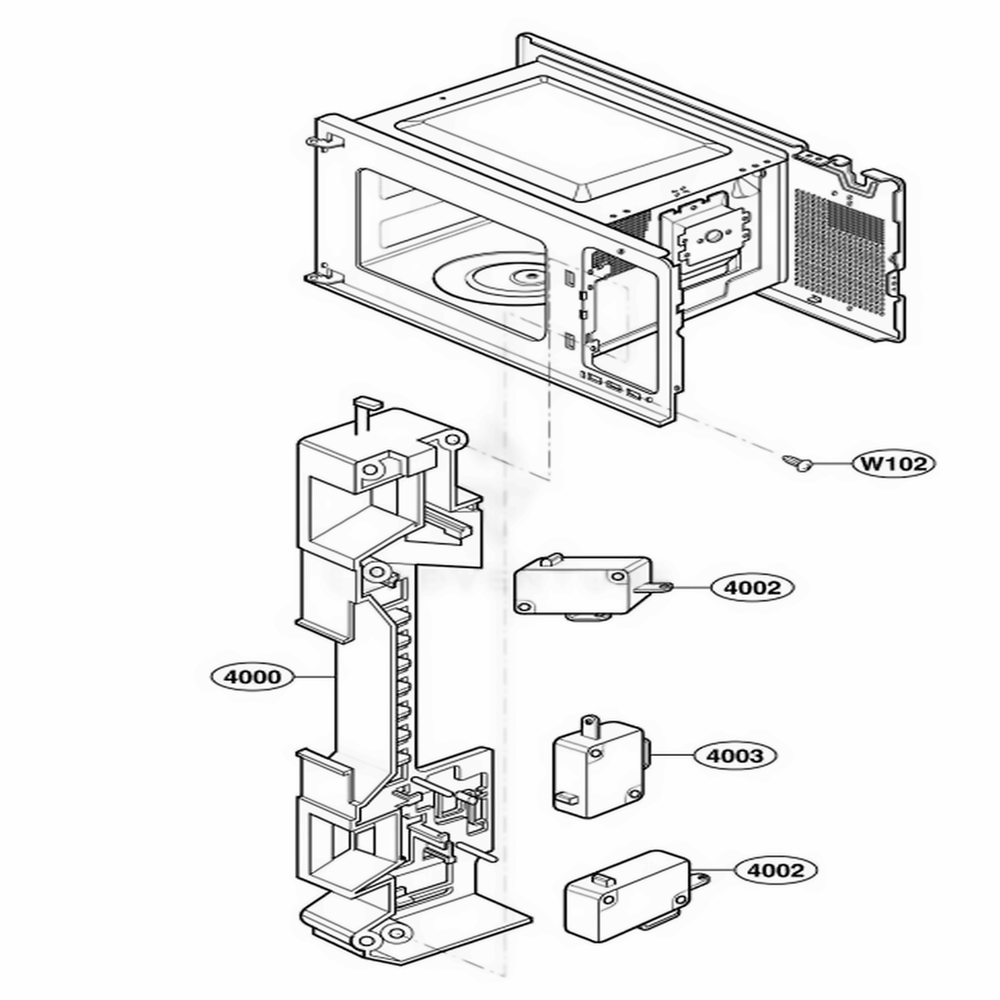Latch Board Parts Diagram and Parts List for 65022401 CW1ESEA LG Range