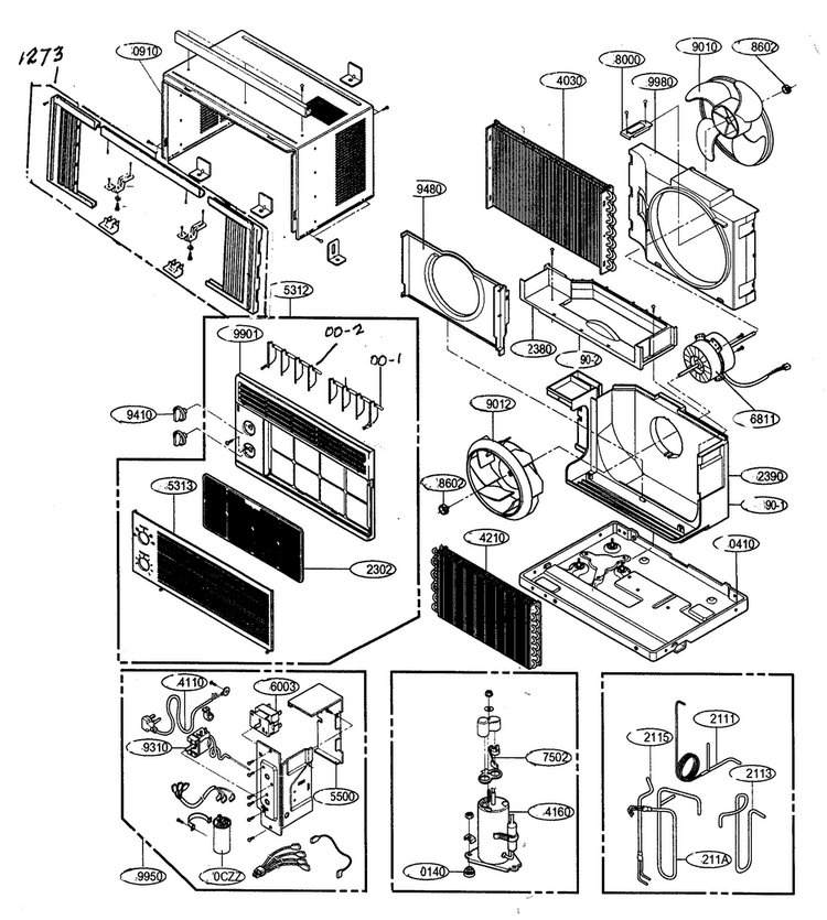 Cabinet Parts Diagram and Parts List for R6004  LG Air Conditioner