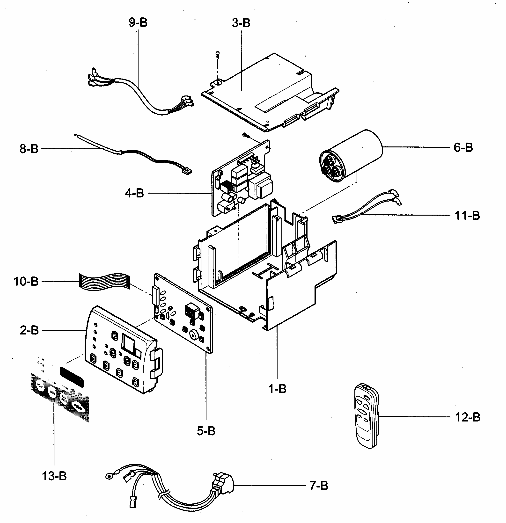 Control Box Assy Diagram and Parts List for 58074156400  Kenmore Air Conditioner