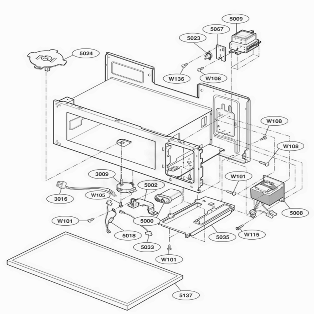 Interior Parts 1 Diagram and Parts List for KHMC107EBL AB2EKAD LG Wall Oven