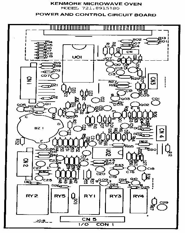 Power And Control Circuit Diagram and Parts List for 7218915180  Kenmore Microwave