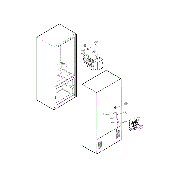 Ice And Water Maker Diagram and Parts List for LFC23760SW 00 LG Refrigerator
