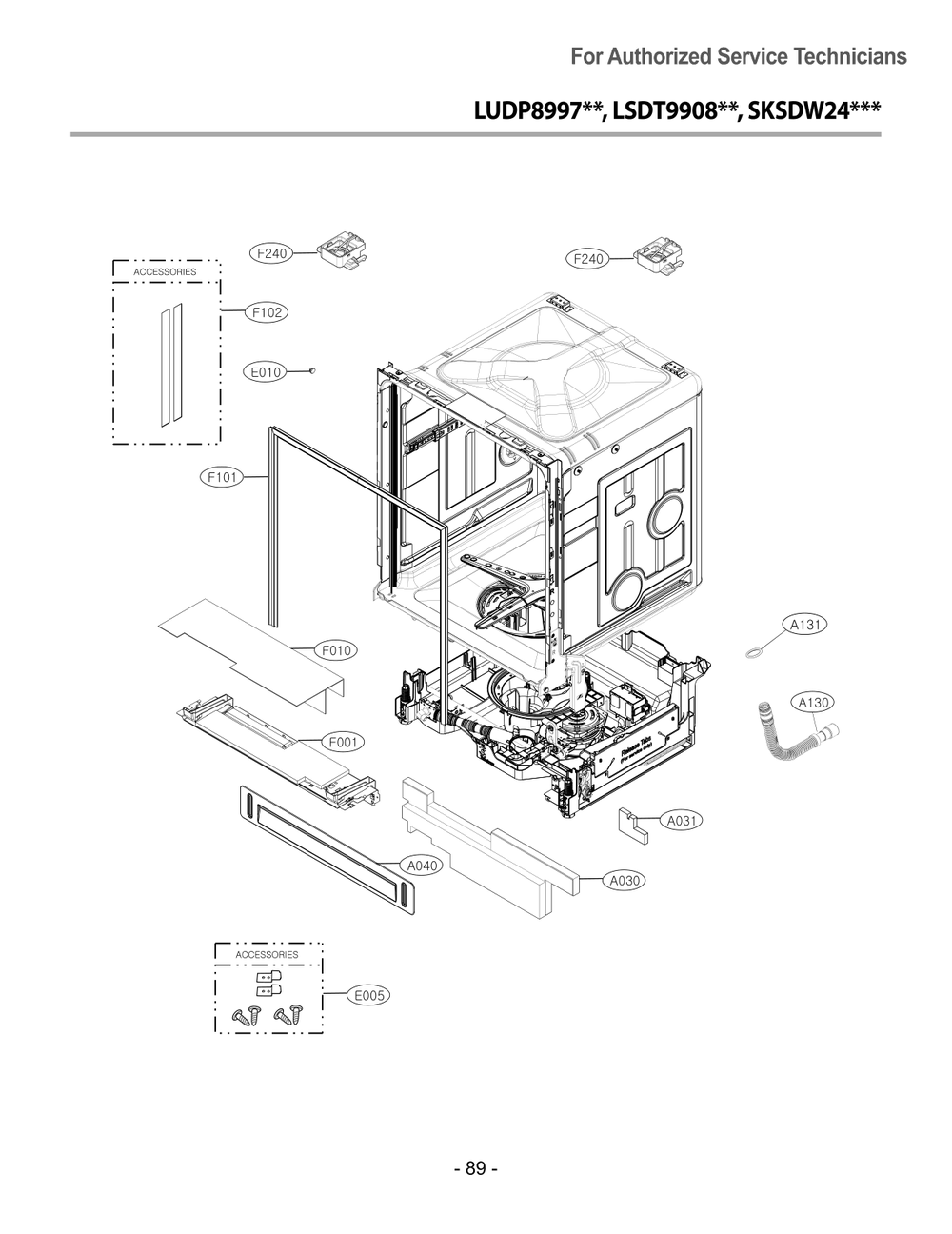 Exploded View Diagram and Parts List for DUAG17HN ASTEEUS LG Dishwasher