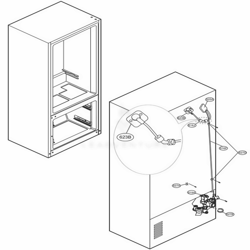 Valve And Water Tube Parts Diagram and Parts List for LMX25988ST ASTCNA0 LG Refrigerator