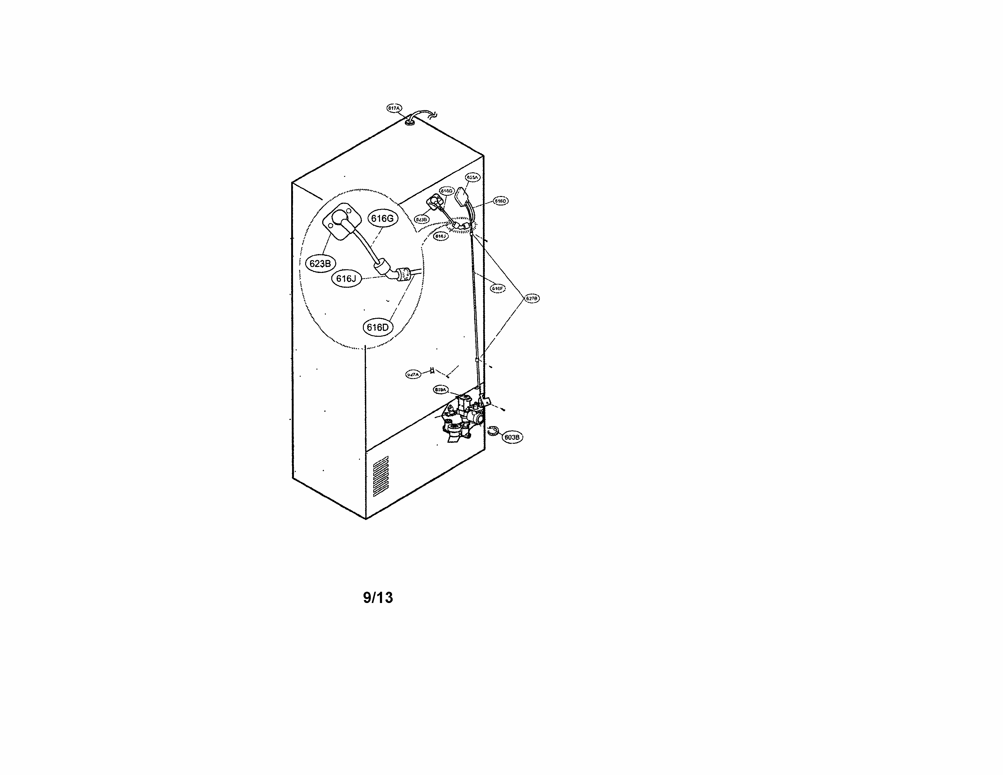Valve & Water Tube Diagram and Parts List for 79570322310  Kenmore Refrigerator