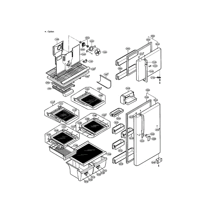 Door And Shelves Diagram and Parts List for LRTG1813W  LG Refrigerator