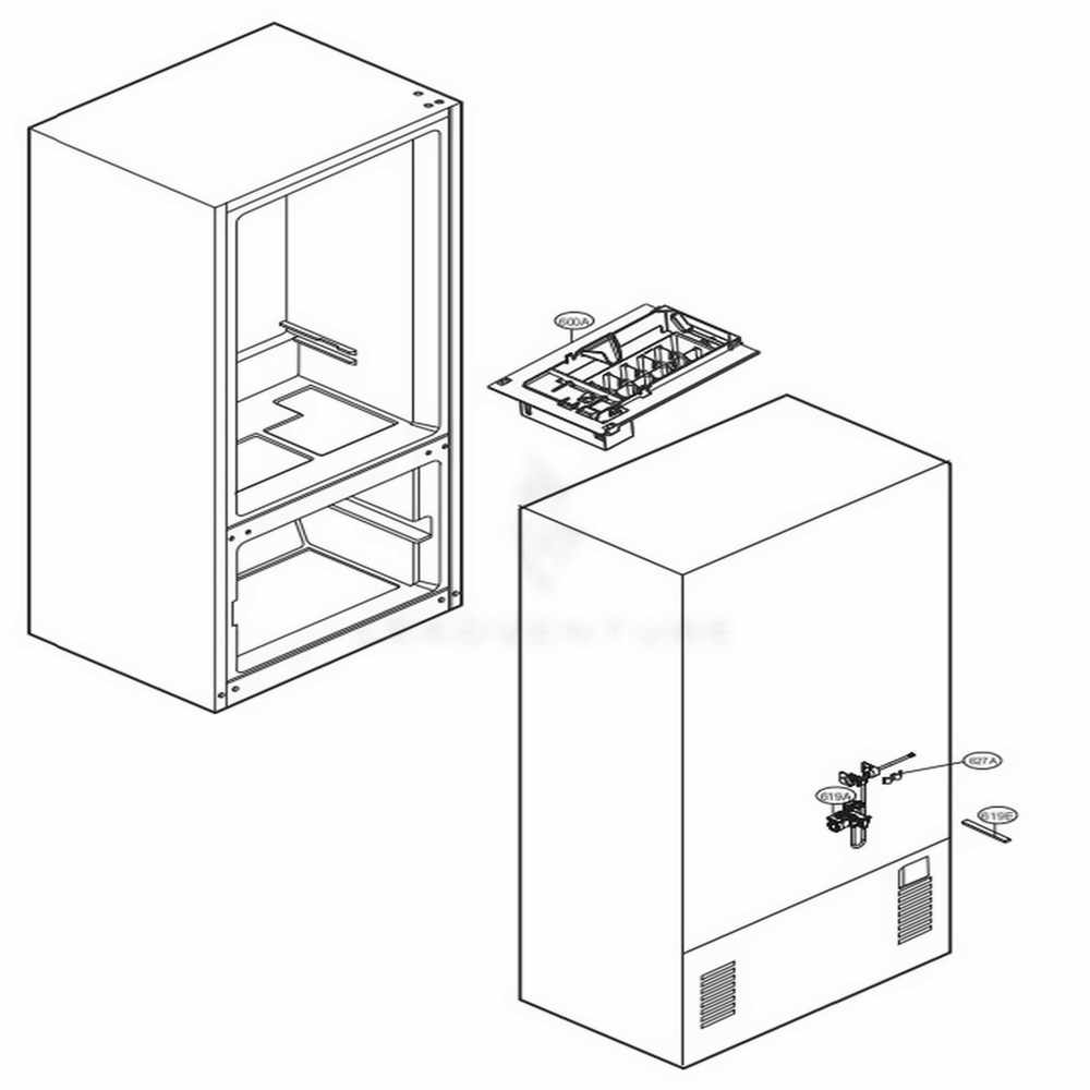 Icemaker Parts Diagram and Parts List for LFCS22520S ASTCNA1 LG Refrigerator