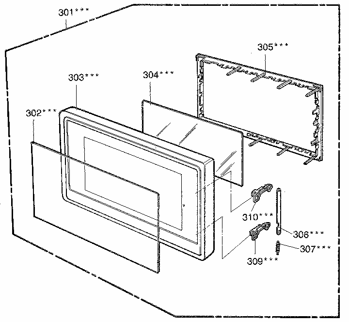 Door Diagram and Parts List for 7218922281  Kenmore Microwave