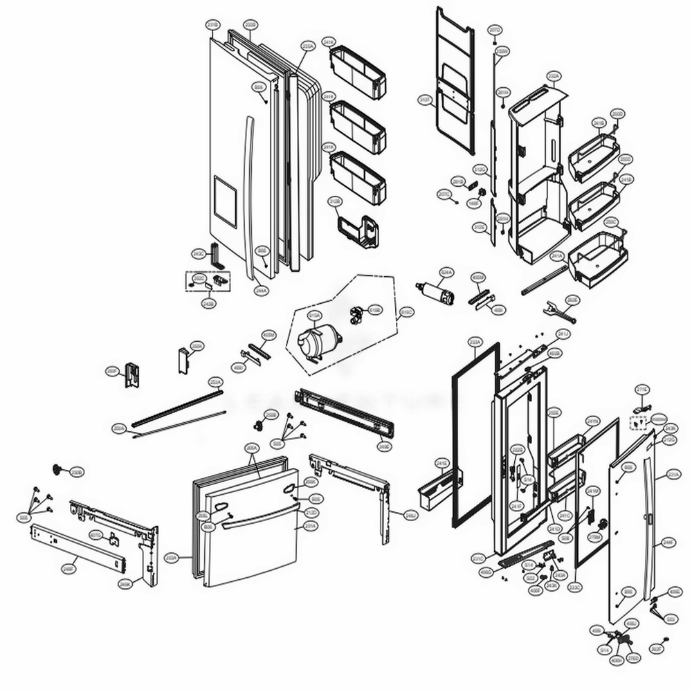 Door Parts Diagram and Parts List for LFX29945ST ASTCNA2 LG Refrigerator