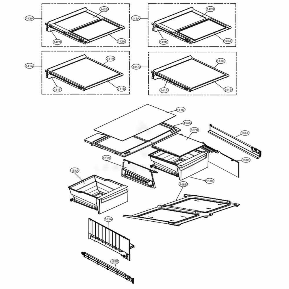 Refrigerator Parts Diagram and Parts List for 72489 AWBCSE2 LG Refrigerator