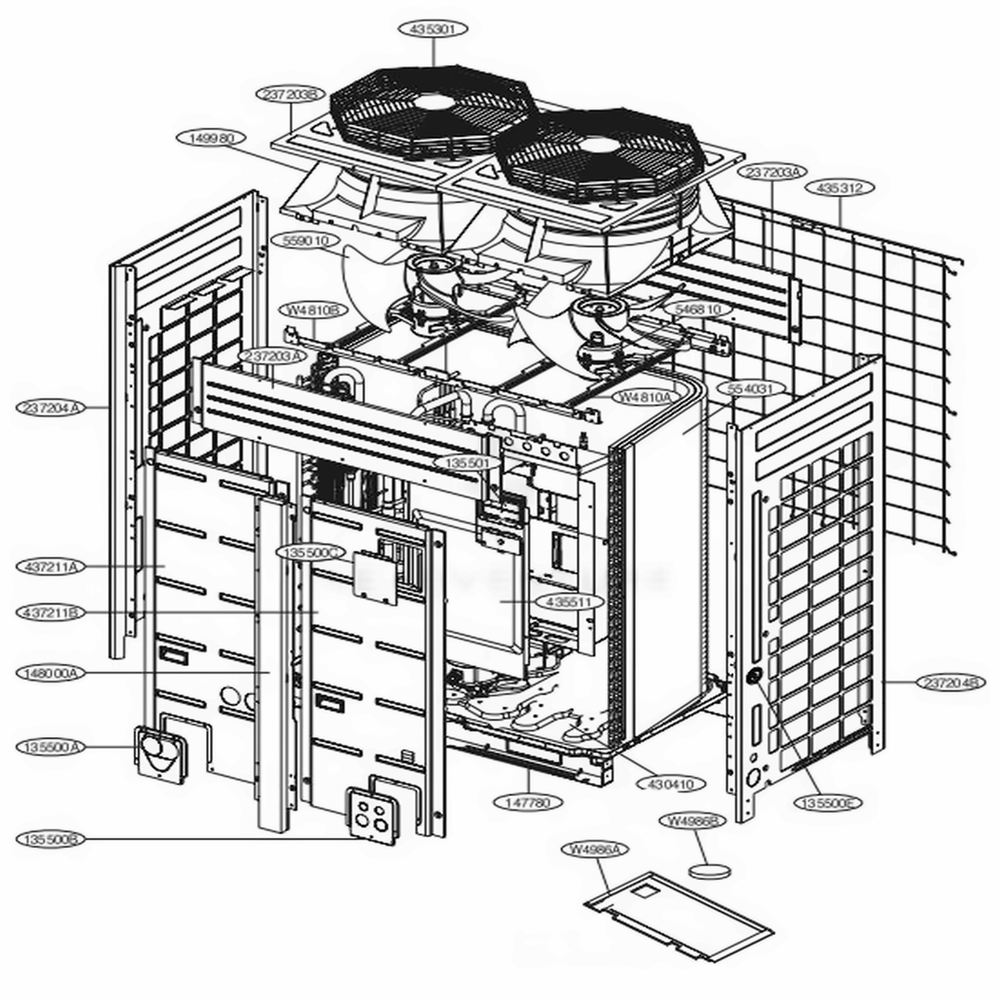 Main 2 Diagram and Parts List for ARUN096DTE4 AWGBLUS LG Air Conditioner