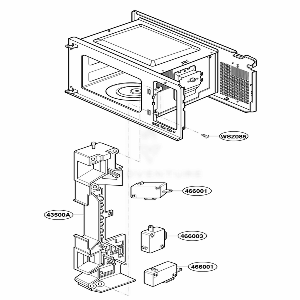 Latch Board Parts Diagram and Parts List for YKCMS1555RSS CS1EKAC LG Range