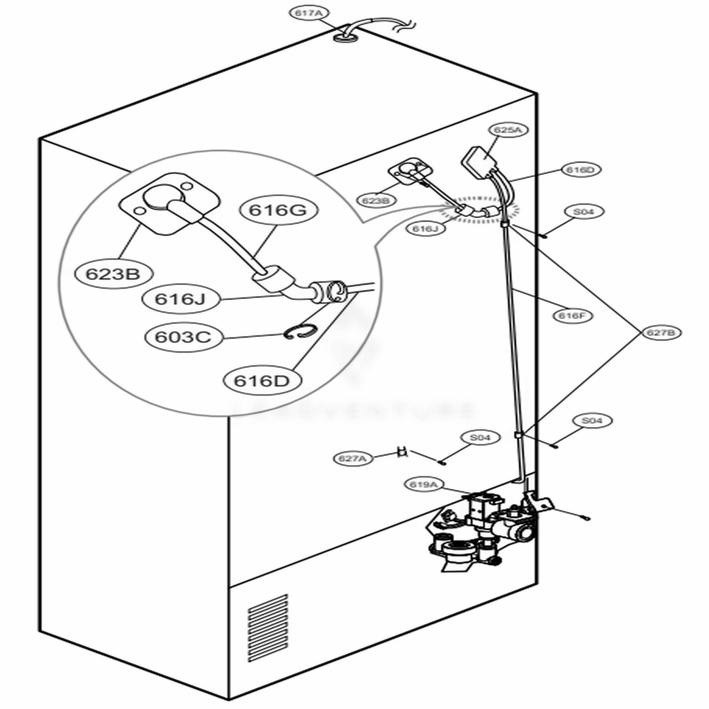 Valve And Water Tube Parts Diagram and Parts List for 73153 ASTCSE0 LG Refrigerator