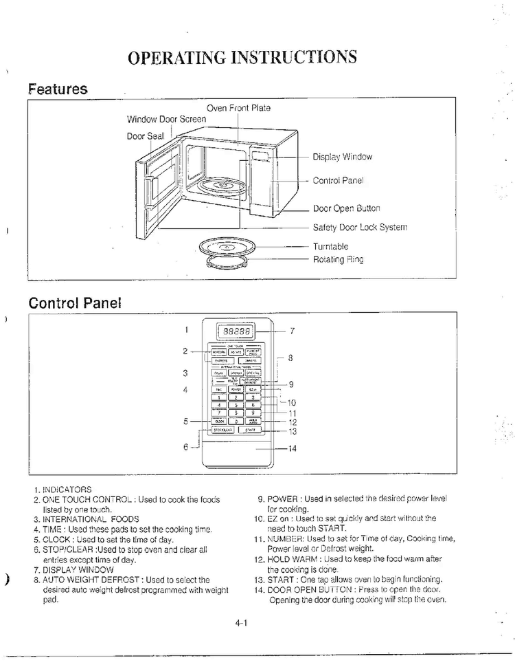 Operating Instructions Diagram and Parts List for MA-1273M  LG Microwave