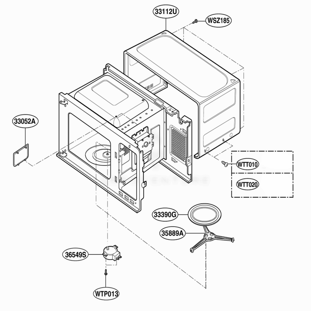 Oven Cavity Parts Diagram and Parts List for MAB745B CBKEBBY LG Range