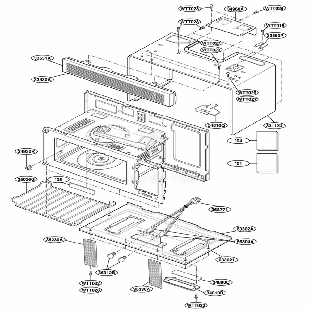 Oven Cavity Parts Diagram and Parts List for MH7130XEB1 B1EWRP LG Range